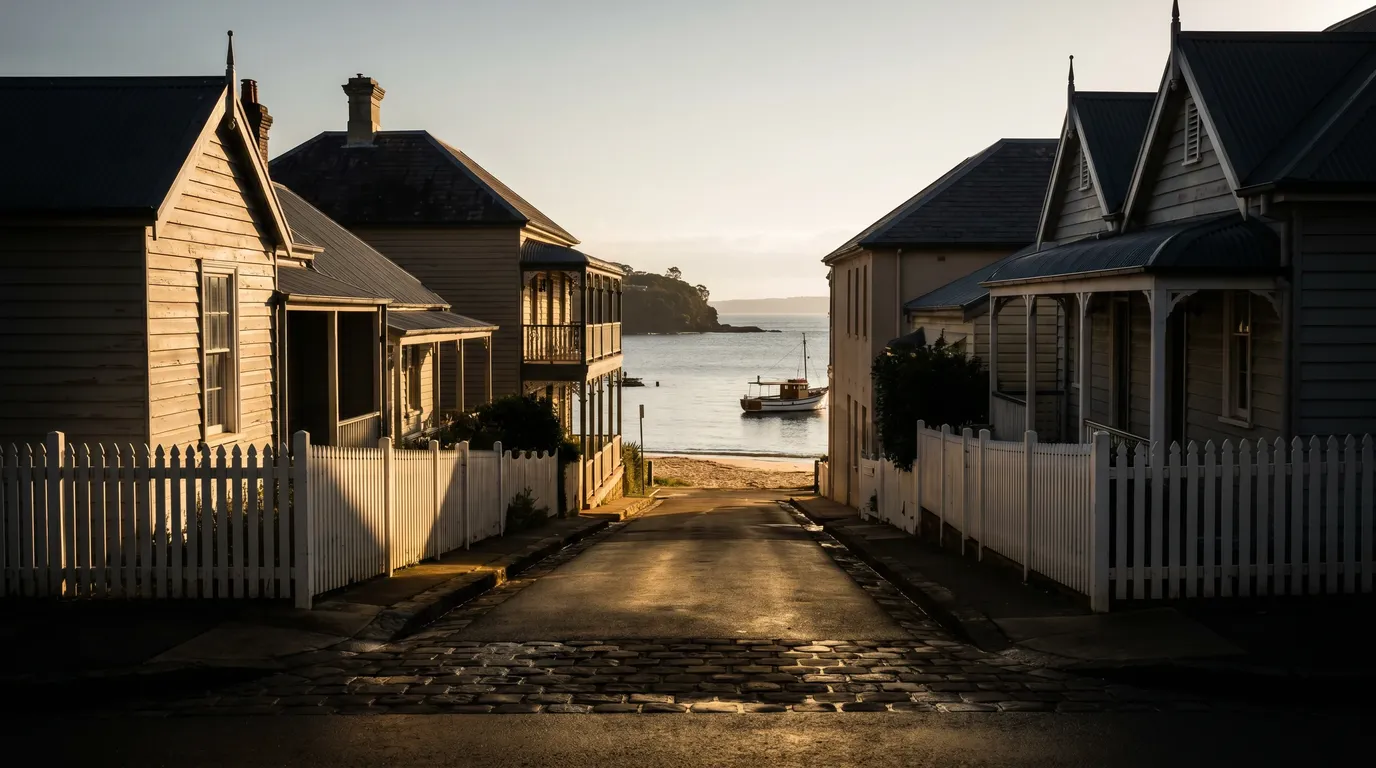 A residential street in Watsons Bay, showing the typical access for a careful move here